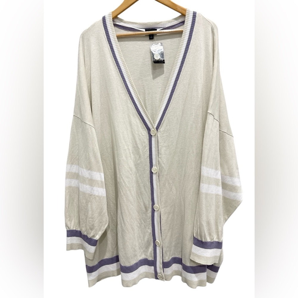 NWT Torrid Drop Shoulder Cardigan Silver Birch V-Neck Sweater Button Front Sz 5X - Picture 5 of 12